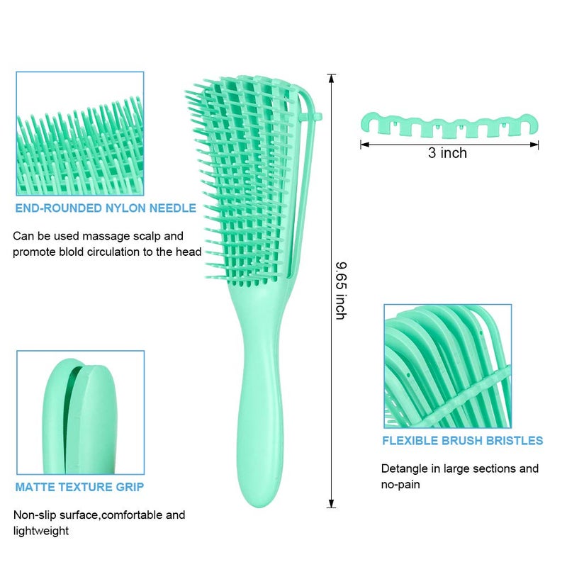 Emoly Detangling Brush for Natural Hair-Detangler for America 3a to 4c Kinky Wavy, Curly, Coily Hair, Detangle Easily with Wet/Dry (Green) - Image 5